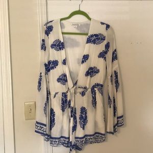 Blue and white romper